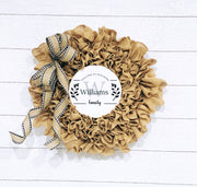 Customizable Family Name Burlap Wreath