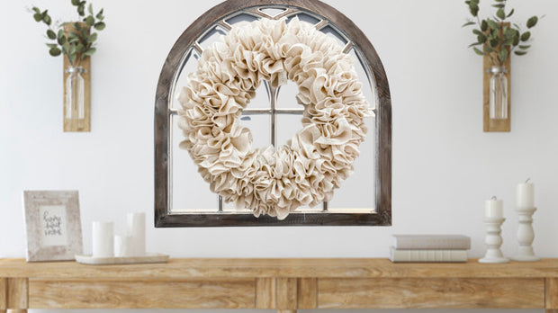 White Ruffled Burlap Wreath