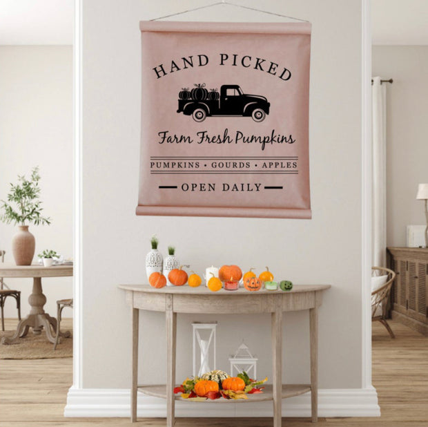 Farm Fresh Pumpkins Scroll Sign