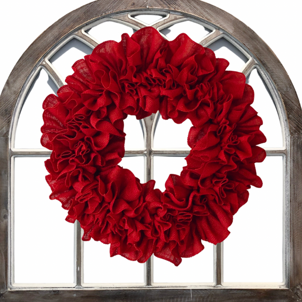 Red Ruffled Burlap Wreath