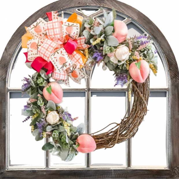 Summer Front Door Peach Wreath with Lavender