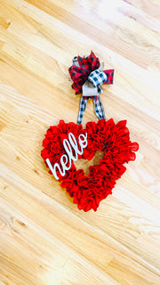 Hello Valentines Day Heart Wreath