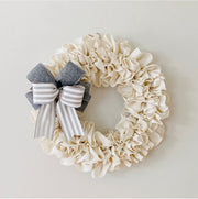 Grey Bow White Burlap Wreath