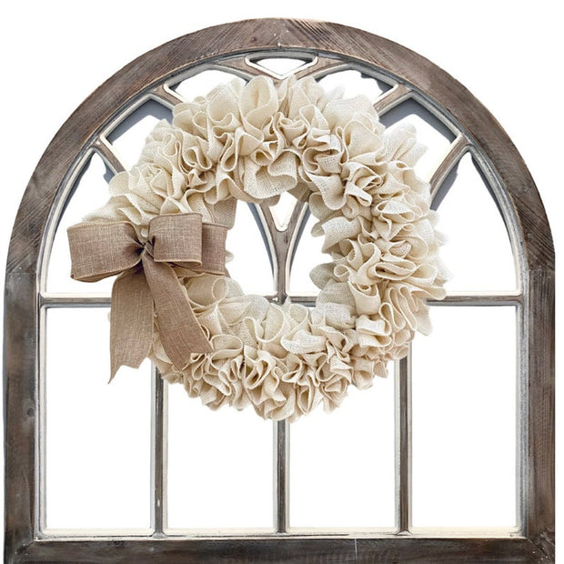 White Burlap Wreath with Bow